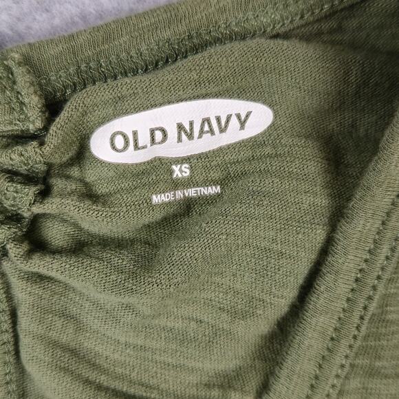 Old Navy Top Womens Size XS Knit Tie Back Tank Olive Green Gold Pineapple Print - Picture 11 of 16